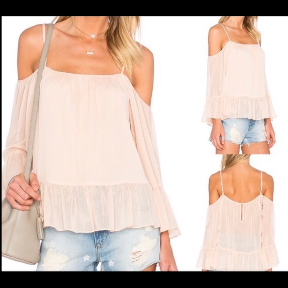 LOVERS + FRIENDS COLD SHOULDER FLARED TOP